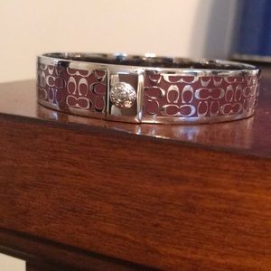 Brown and silver coach bangle